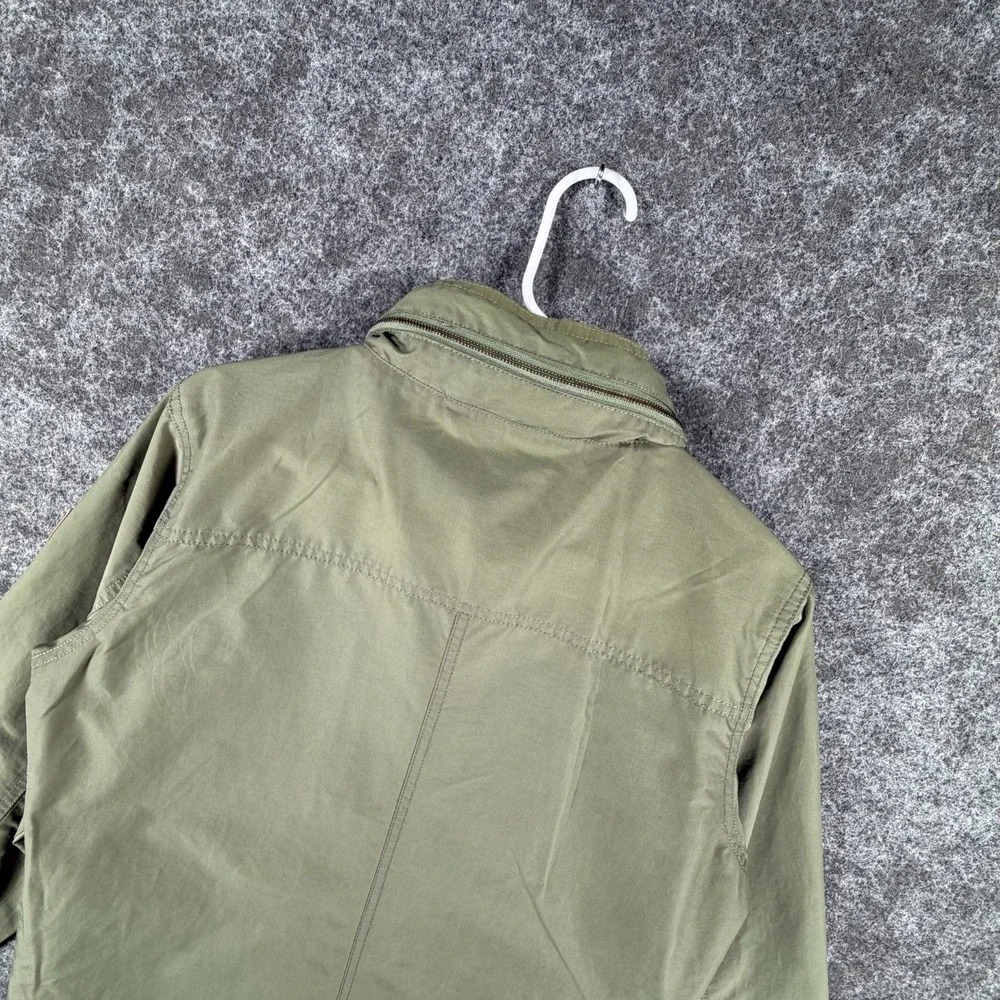 Sierra Designs Hooded Military Jacket Mens M Green Outdoor Zip Up Pockets Hiking